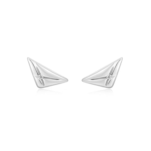 Silver Triangle Kiss Studs
